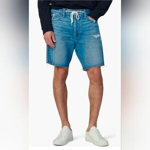 Joe's Jeans Raw Hem Drawstring Waist Denim Shorts Blue 42 MSRP $198